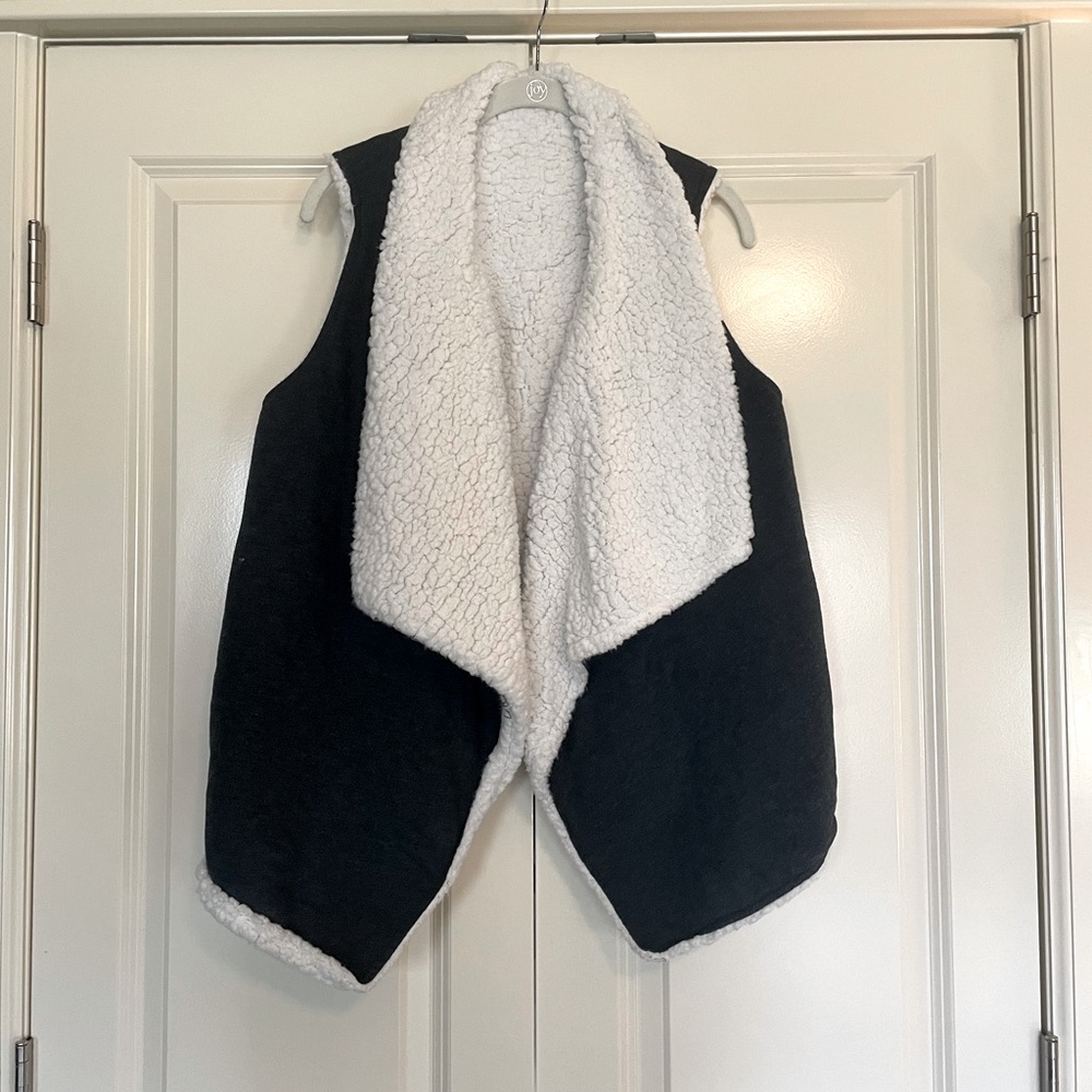 Gray and white reversible vest